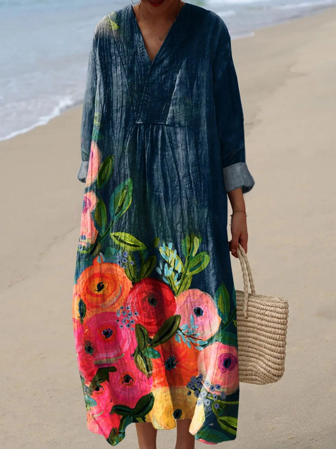 Flower Art Print Casual Dress